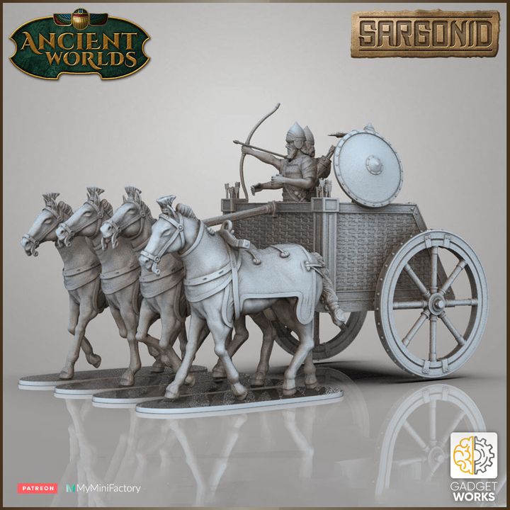 Neo Assyrian 4 horse chariots - Sargonid by Gadgetworks Miniatures