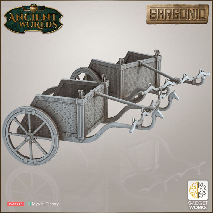 Neo Assyrian 4 horse chariots - Sargonid by Gadgetworks Miniatures