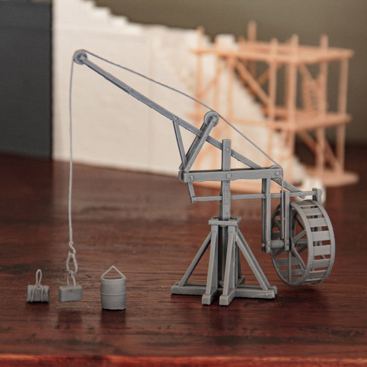 Roman Crane with Treadmill and cargo by Gadgetworks Miniatures