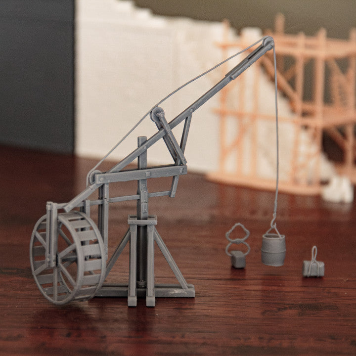 Roman Crane with Treadmill and cargo by Gadgetworks Miniatures