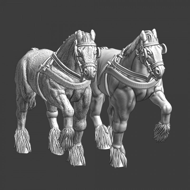 Medieval draught horses.