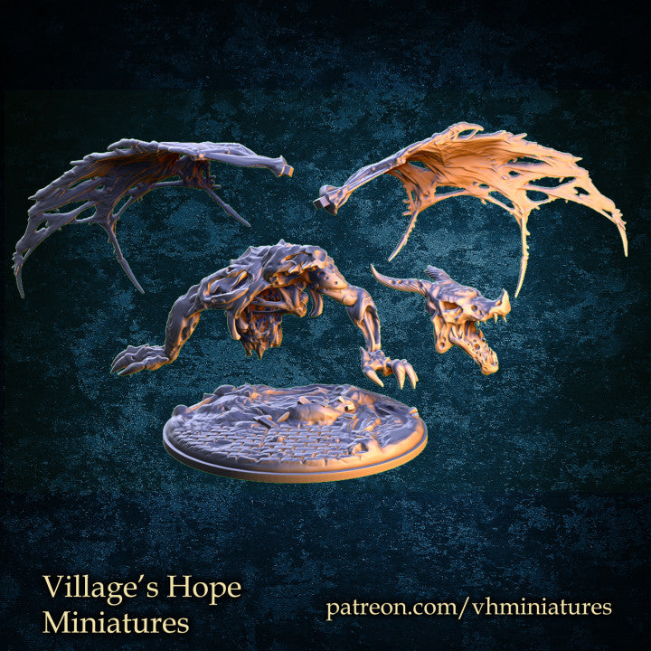 Zombie Dragon / Undead Dragon (Half) by Village's Hope Miniatures