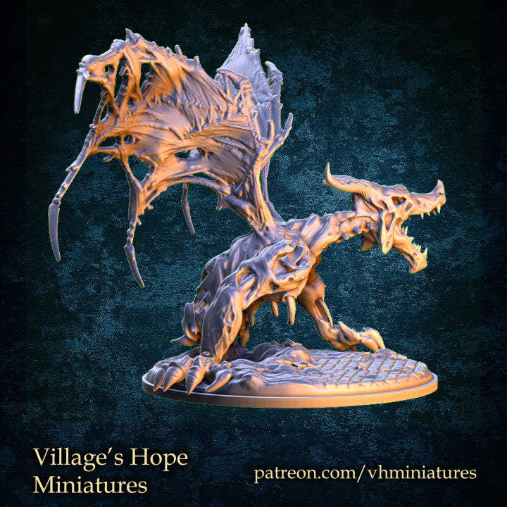 Zombie Dragon / Undead Dragon (Half) by Village's Hope Miniatures