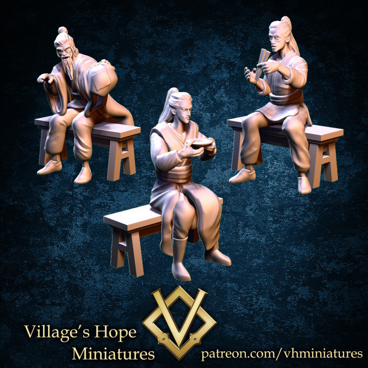 Wuxia Sitting Villager 1 by Village's Hope Miniatures