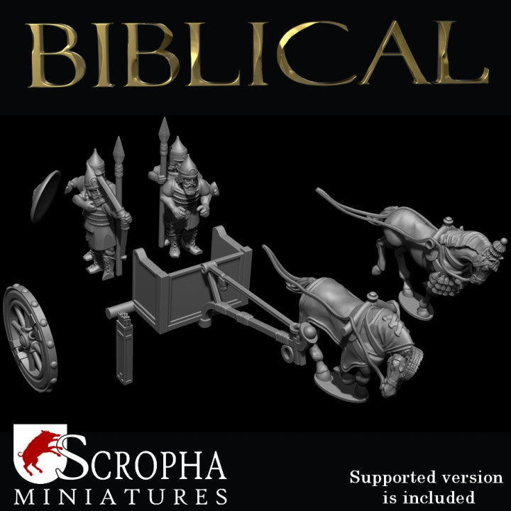 Assyrian four horse heavy chariot by Scropha Miniatures
