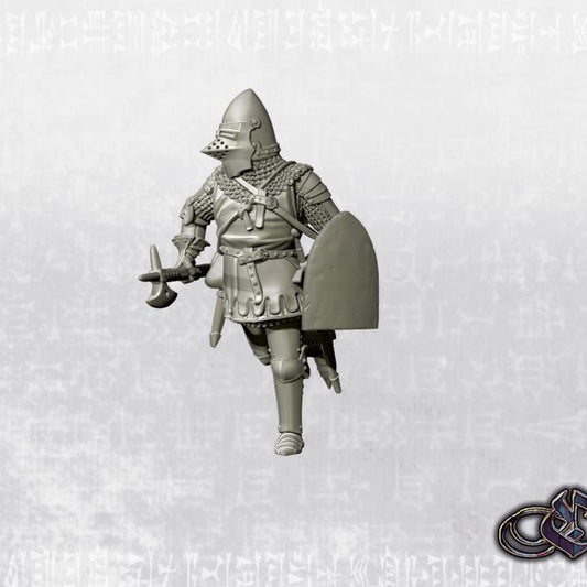 “Man at arms italian bascinet & short poleaxe - 14th century” by Ezipion miniatures