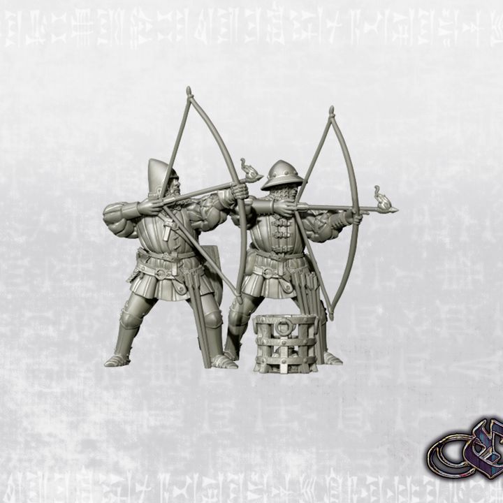 "Heavy Bowmen - Siege Incendiary Arrows - Aiming- 14th century" by Ezipion miniatures