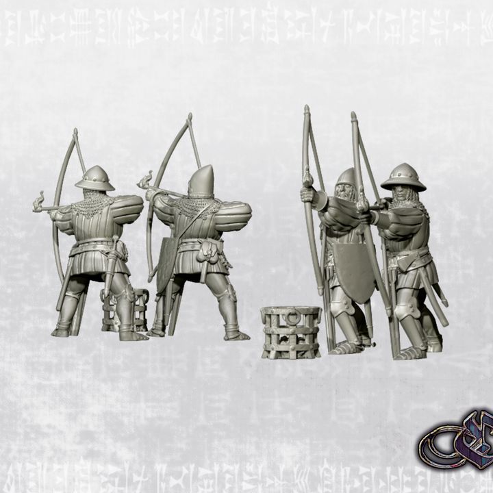 "Heavy Bowmen - Siege Incendiary Arrows - Aiming- 14th century" by Ezipion miniatures