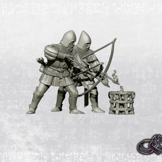 "Heavy Bowmen - Siege Incendiary Arrows - Reloading- 14th century" by Ezipion miniatures