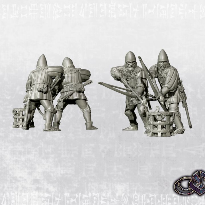 "Heavy Bowmen - Siege Incendiary Arrows - Reloading- 14th century" by Ezipion miniatures