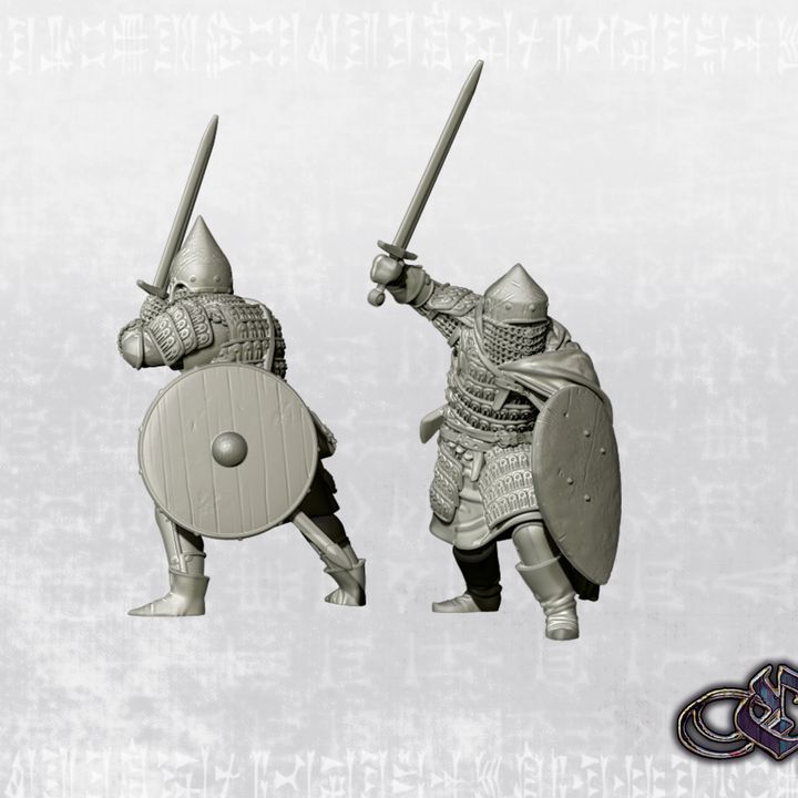 "Kievan Rus venturers - sword & shield - 14th century" by Ezipion miniatures