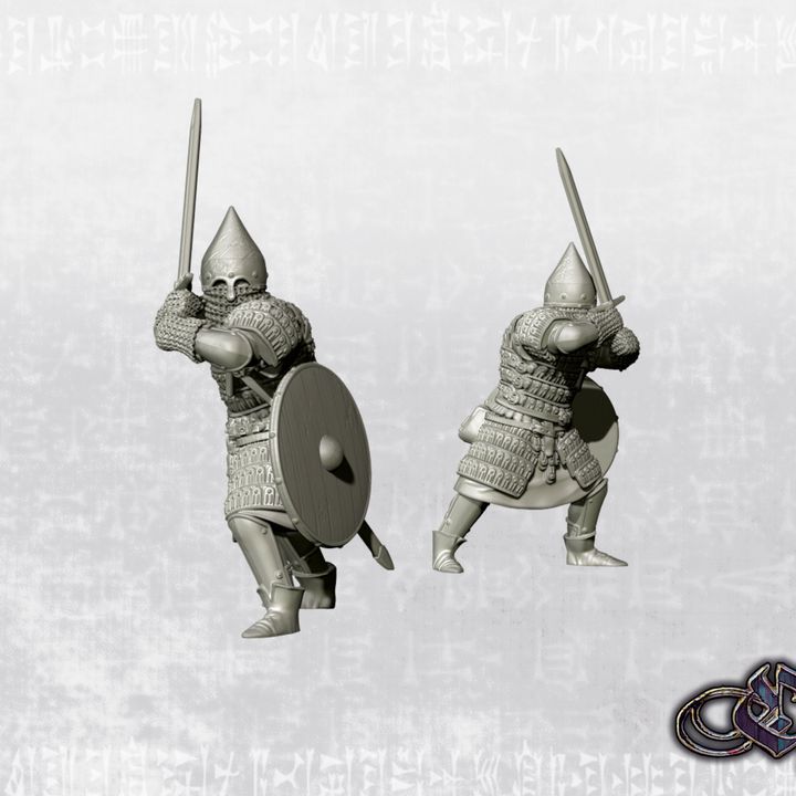 "Kievan Rus venturers - sword & shield - 14th century" by Ezipion miniatures