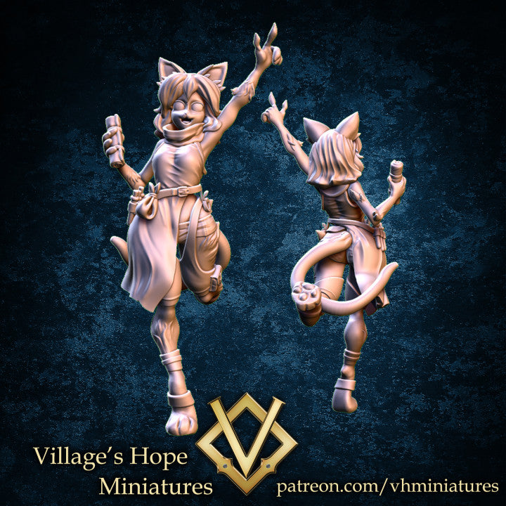 Cheerful Scout Catgirl by Village's Hope Miniatures