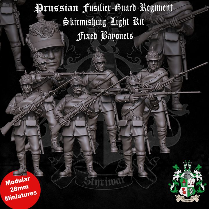 Prussian Garde-Füsilier-Regiment (Guard-Fusilier-Regiment) Skirmishing in Light Kit with affixed Sideswords  by Styriwar