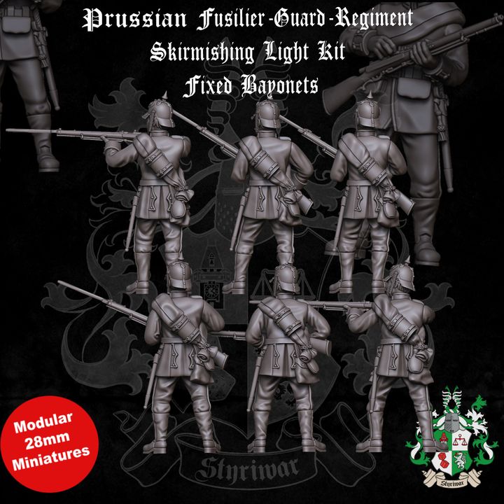 Prussian Garde-Füsilier-Regiment (Guard-Fusilier-Regiment) Skirmishing in Light Kit with affixed Sideswords  by Styriwar