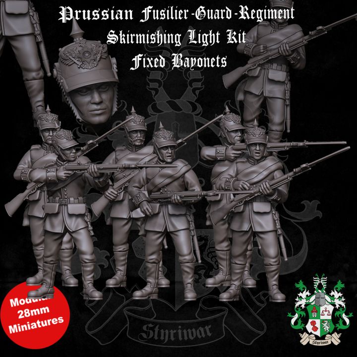 Prussian Garde-Füsilier-Regiment (Guard-Fusilier-Regiment) Skirmishing in Light Kit with affixed Sideswords  by Styriwar
