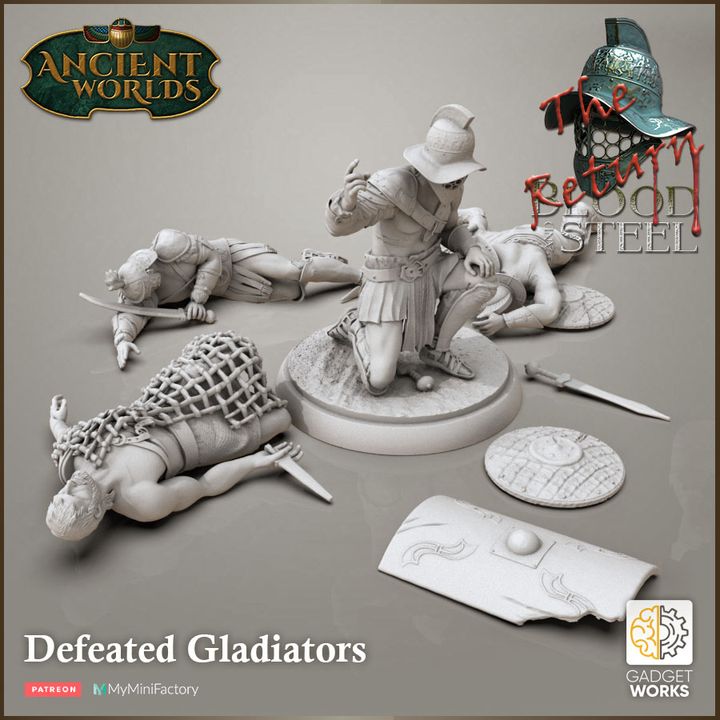 Defeated gladiator 4 figure pack by Gadgetworks Miniatures