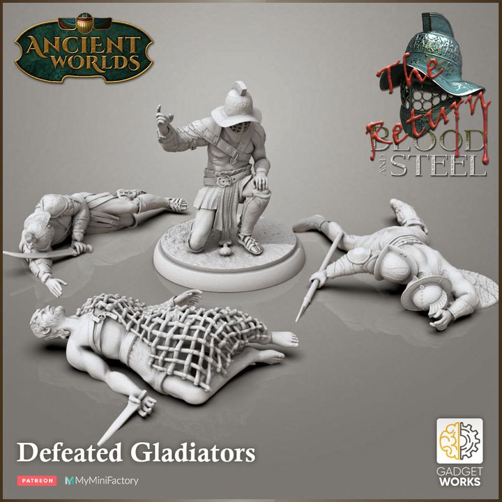 Defeated gladiator 4 figure pack by Gadgetworks Miniatures
