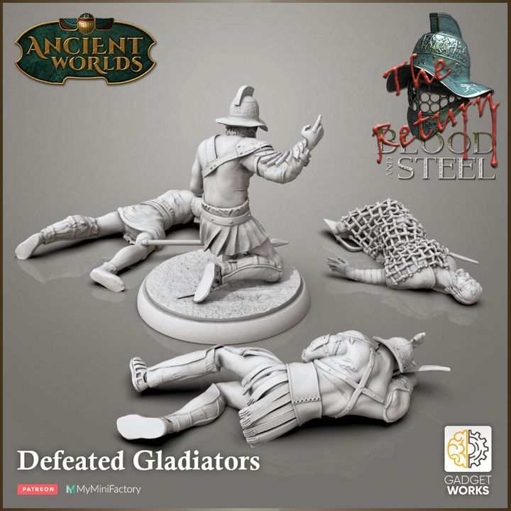 Defeated gladiator 4 figure pack by Gadgetworks Miniatures