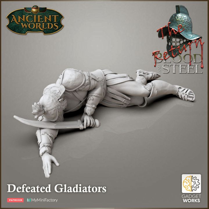 Defeated gladiator 4 figure pack by Gadgetworks Miniatures