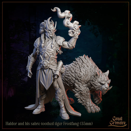 Haldor and his sabre-toothed tiger Frostfang by Great Grimoire