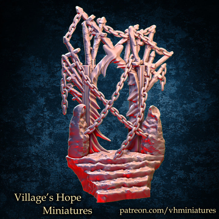 Hell Scatter Terrain, Hell Gate, Skeleton Hanging by Village's Hope Miniatures