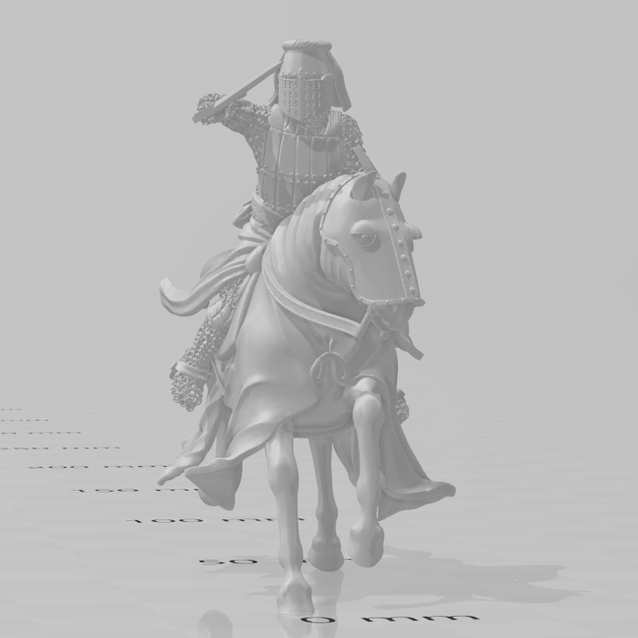 Medieval Crusader Knight charging with sword.