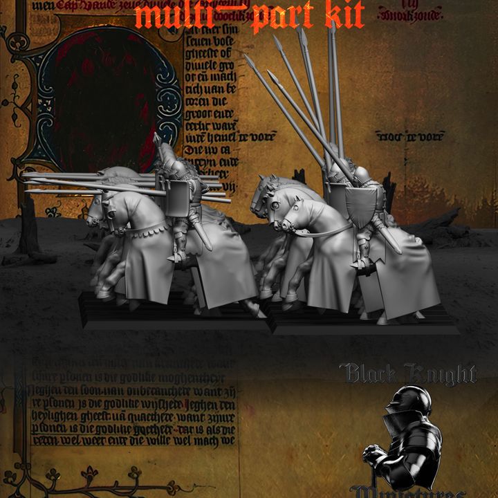 15th century - Holy Roman Empire Mounted Knights MULTI-PART KIT  by Black Knight Miniatures