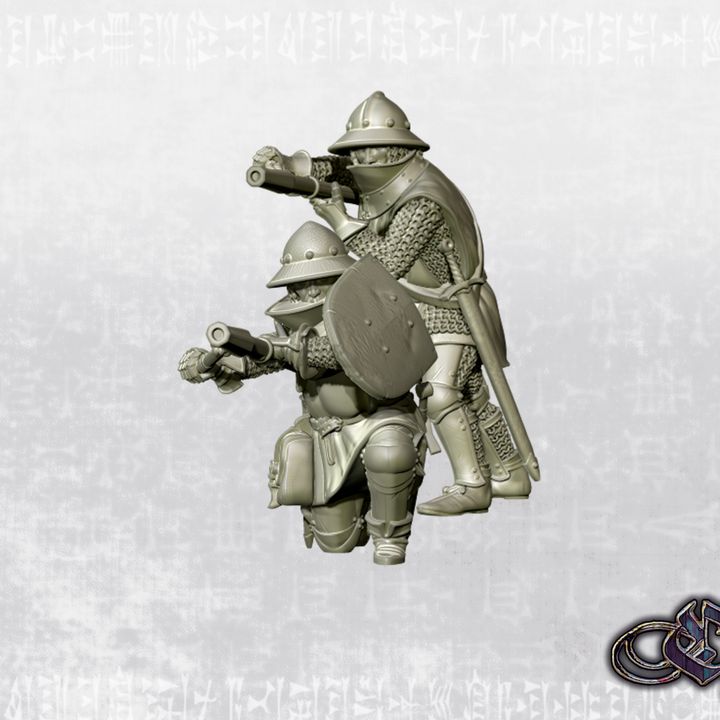 "Men-at-arms with hand cannon - 14th century" by Ezipion miniatures
