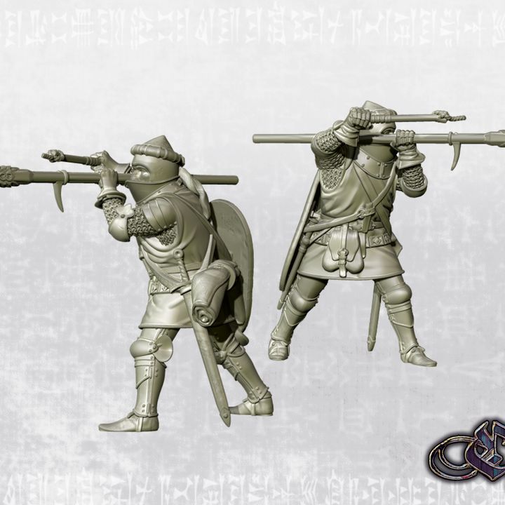 "Man-at-arm with hand cannon on shoulder - Drac hunter - 14th century" by Ezipion miniatures