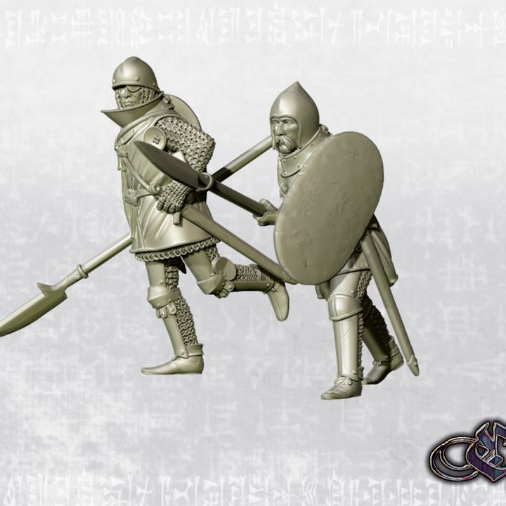 "Aragonese Infantrymen with glaive- 14th century" by Ezipion miniatures