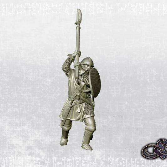 "Aragonese knight with glaive & shield on foot - 14th century" by Ezipion miniatures