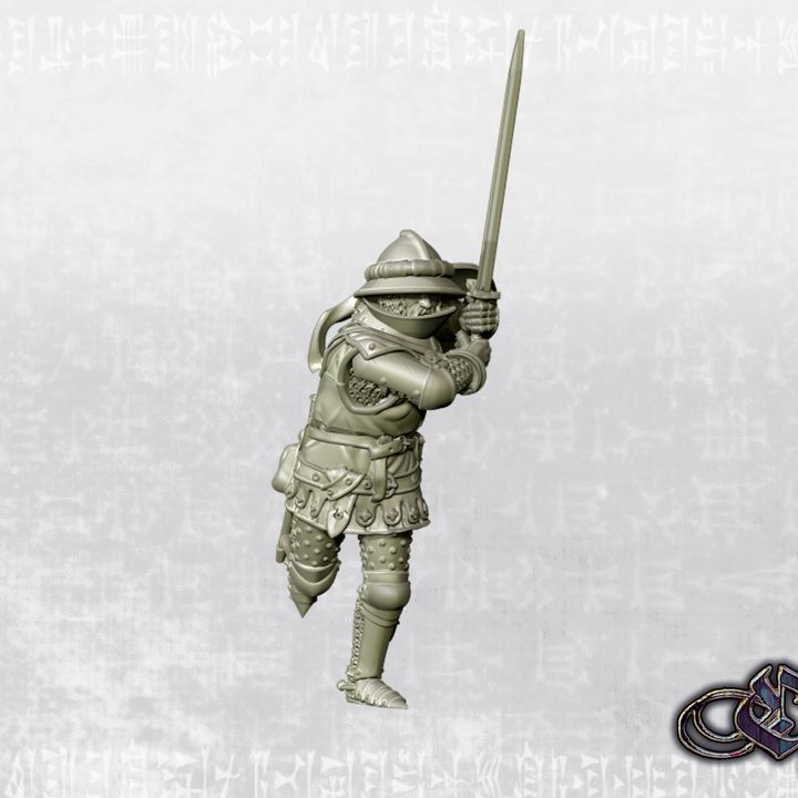 "Castilian Knight charging with sword on foot - 14th century" by Ezipion miniatures