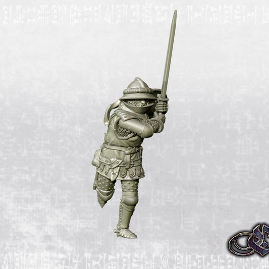"Castilian Knight charging with sword on foot - 14th century" by Ezipion miniatures