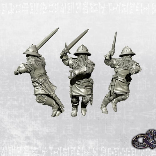 "Man-at-arms with sword charging - 14th century" by Ezipion miniatures