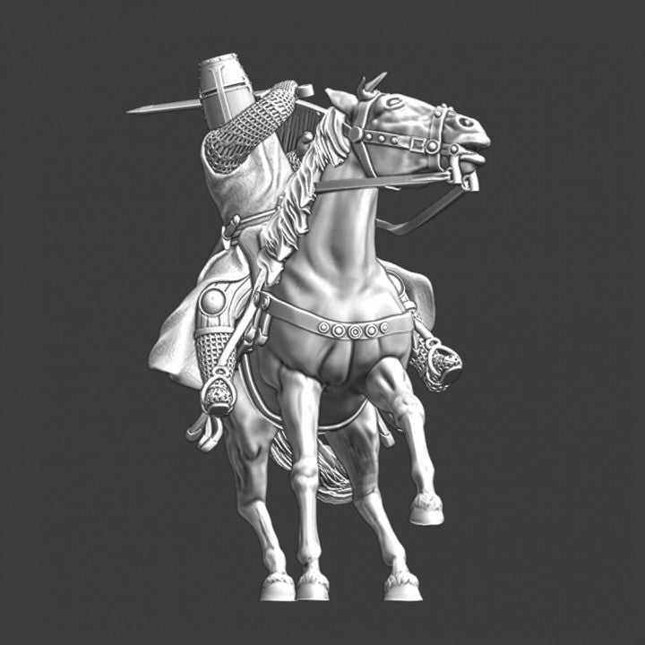 Mounted Crusader Knight - swinging sword