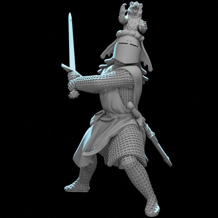 Medieval Knight with Bear Crested Helmet – Unique Character Model