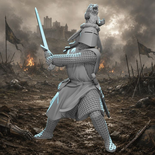 Medieval Knight with Bear Crested Helmet – Unique Character Model