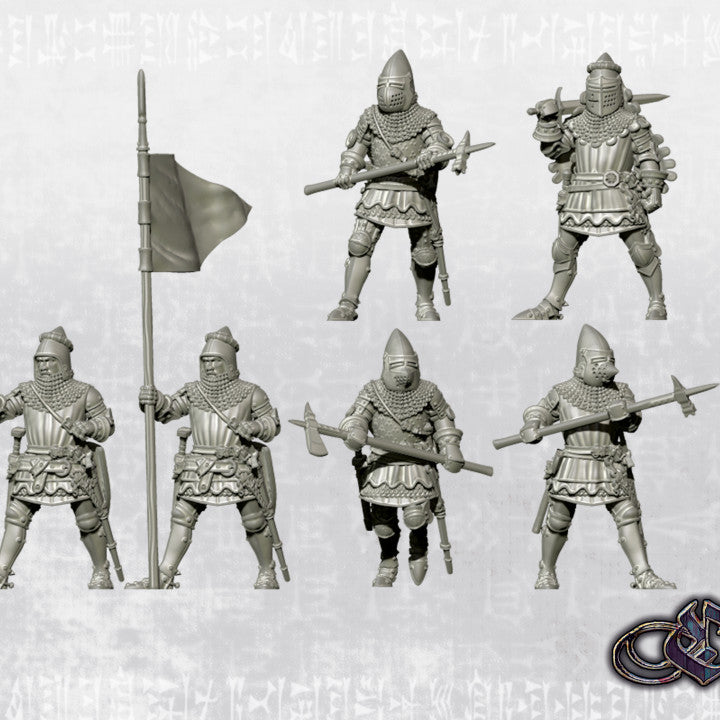 Knights with poleaxe by Ezipion miniatures.