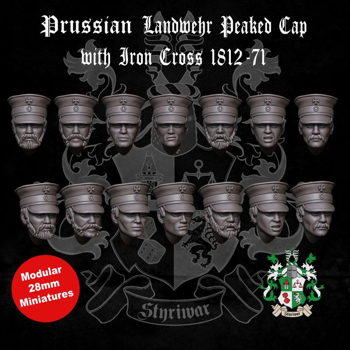 Prussian Landwehr Peaked Cap "Landwehrmütze" with Iron Cross 1813-71 head-bits by Styriwar