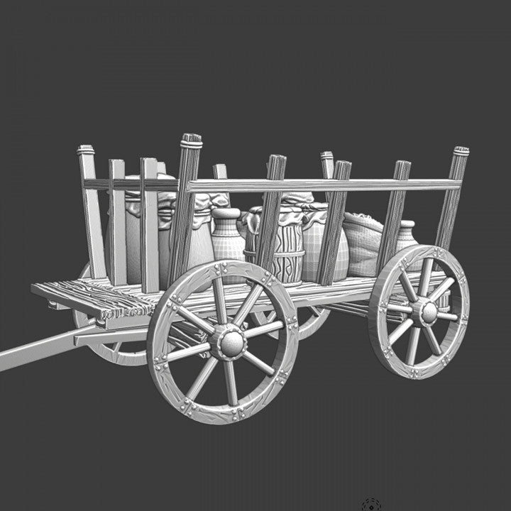 Medieval supply wagon - honey, fish & grain.