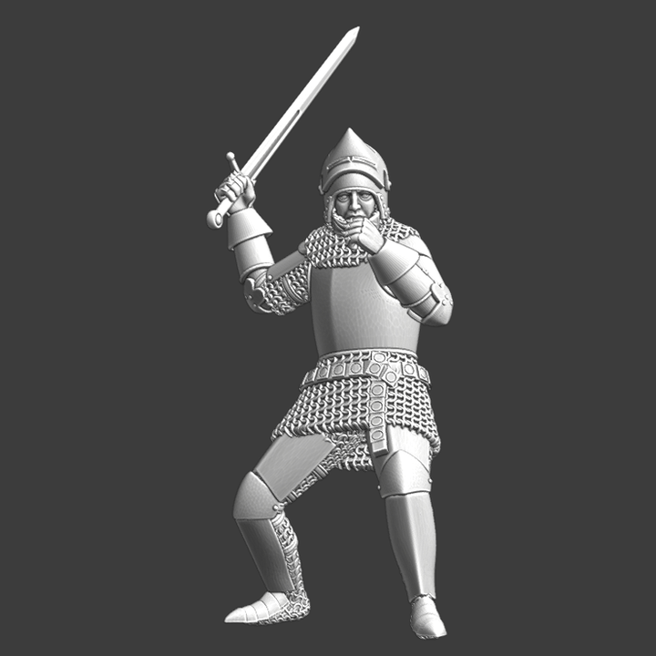 Late medieval knight - swinging his sword