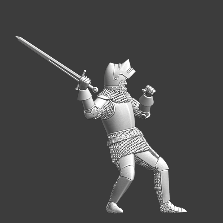 Late medieval knight - swinging his sword