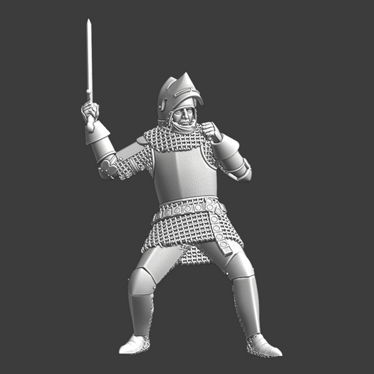 Late medieval knight - swinging his sword