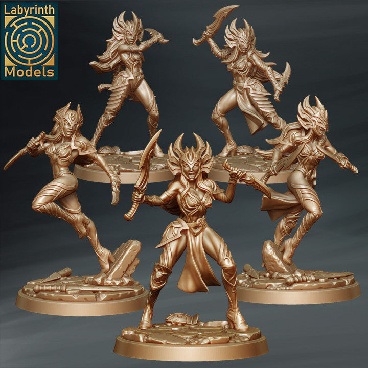 5 Dark Elf Gladiatrices by Labyrinth Models