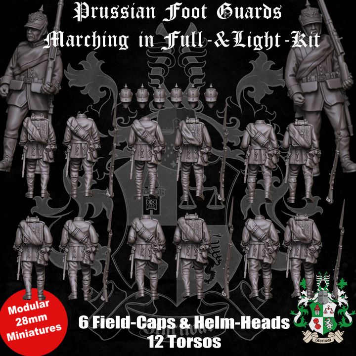 Prussian Foot Guards Marching in Full Kit by Styriwar