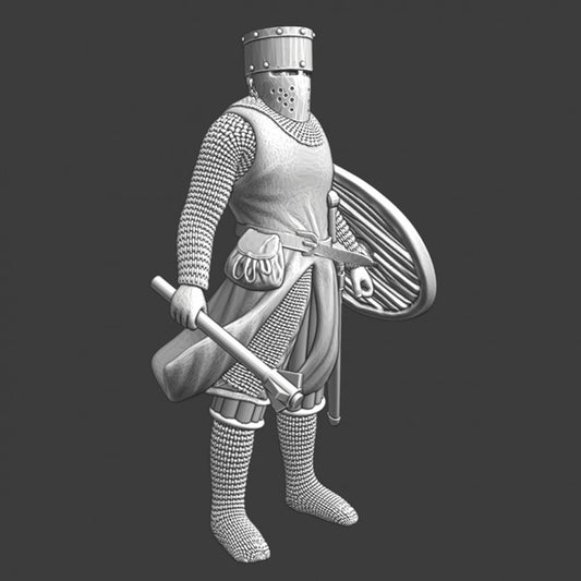 Medieval Danish Crusader Knight - mace and teardrop shield