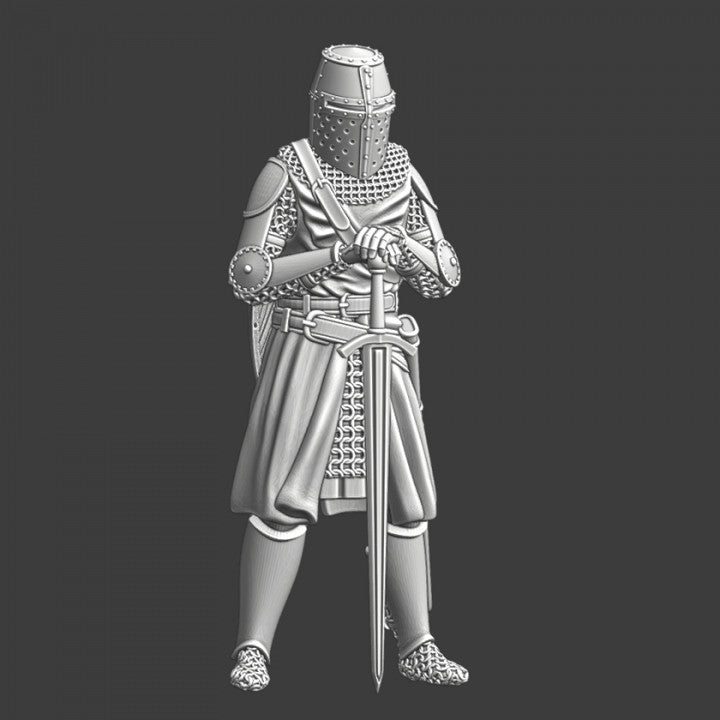 Knight Rendered England Medieval English Knight standing with sword. – Studio Historia