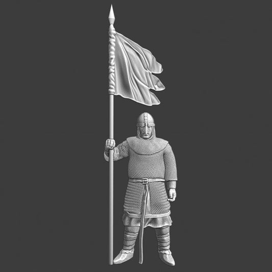 Medieval guard with banner
