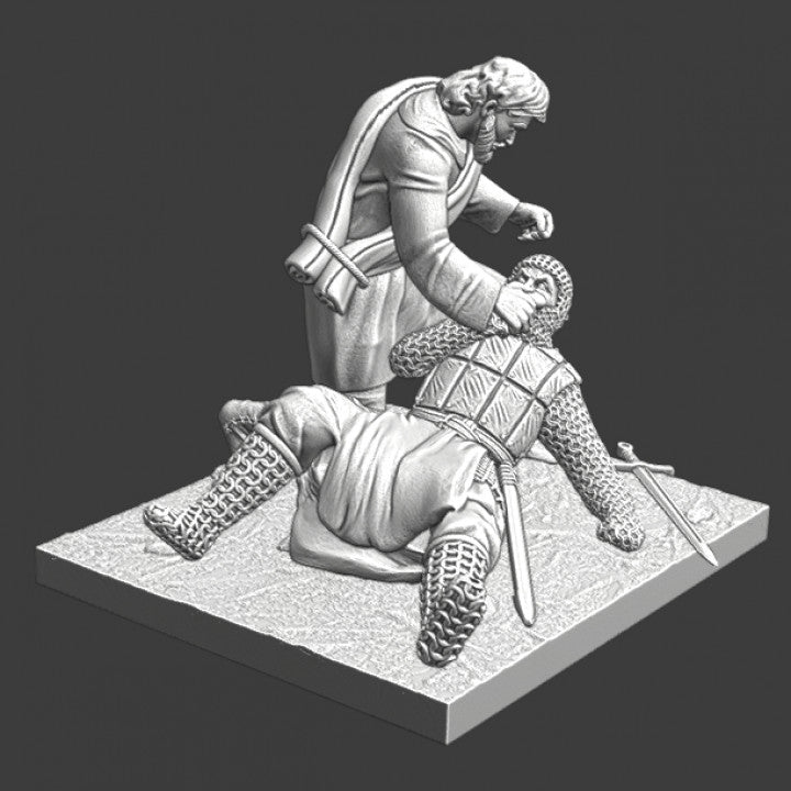 Helping a wounded knight - Medieval diorama